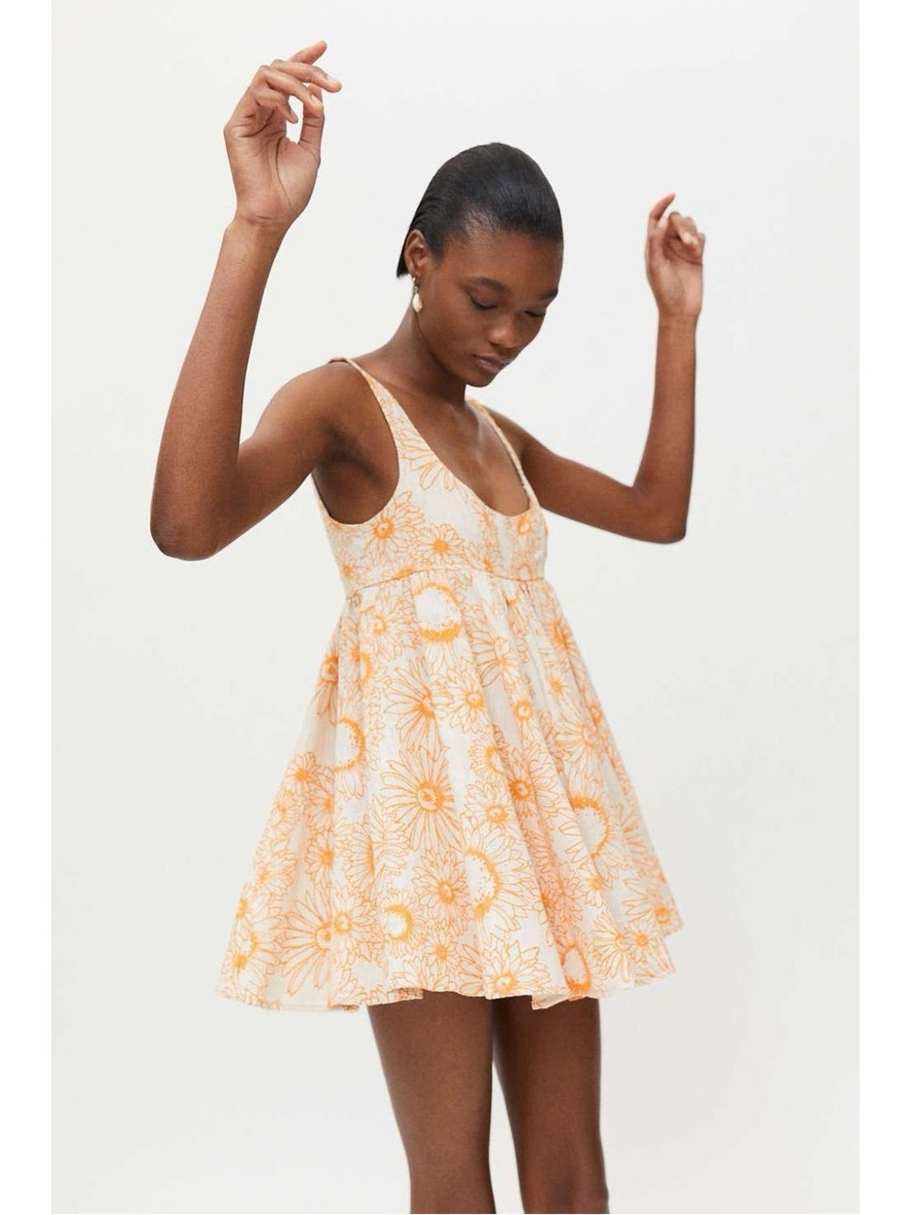 Urban Outfitters Bibi Printed Babydoll Mini Dress